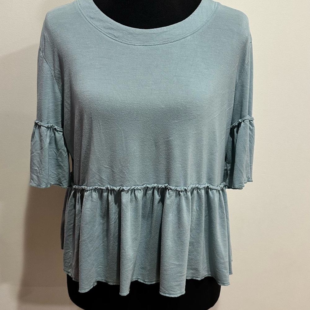 La La Land. Creative Co Small Junior girl Light Blue Ruffle Top